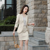 2023SS Female Elegant Women's Skirt Suit Purple Gray Apricot Blazer Bussiness Jacket Office Lady 2 Pieces Set Plus Size S-4XL