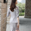 2023SS Female Elegant Women's Skirt Suit Purple Gray Apricot Blazer Bussiness Jacket Office Lady 2 Pieces Set Plus Size S-4XL
