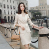 2023SS Female Elegant Women's Skirt Suit Purple Gray Apricot Blazer Bussiness Jacket Office Lady 2 Pieces Set Plus Size S-4XL