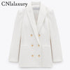2022Spring Autumn Women Vintage White Pink Tweed Blazers And Jackets Chic Button Office Suit Coat Ladies Elegant Outwear