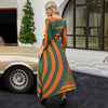 2022autumn women's pleatedPrinted dress Miyak fold plus size loose three-quarter sleeves round neck tie long Party dress