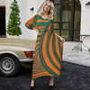 2022autumn women's pleatedPrinted dress Miyak fold plus size loose three-quarter sleeves round neck tie long Party dress