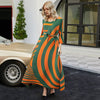 2022autumn women's pleatedPrinted dress Miyak fold plus size loose three-quarter sleeves round neck tie long Party dress