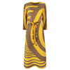 2022autumn women's pleatedPrinted dress Miyak fold plus size loose three-quarter sleeves round neck tie long Party dress