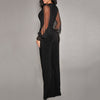 2023v neck mesh stitching rivet straight leg overalls