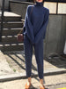 2023 Autumn And Winter Casual Loose Aand Lazy Wind Knitted Suit Women's Pullover Sweater Wide-Leg Pants Two Pieces
