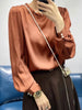 2023 Autumn And Winter Shirt Women's Long-Sleeved Stand-Up Collar Pullover Loose And Elegant Temperament Top Shirt