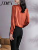 2023 Autumn And Winter Shirt Women's Long-Sleeved Stand-Up Collar Pullover Loose And Elegant Temperament Top Shirt