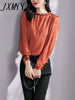 2023 Autumn And Winter Shirt Women's Long-Sleeved Stand-Up Collar Pullover Loose And Elegant Temperament Top Shirt