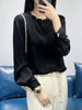 2023 Autumn And Winter Shirt Women's Long-Sleeved Stand-Up Collar Pullover Loose And Elegant Temperament Top Shirt