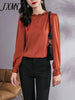 2023 Autumn And Winter Shirt Women's Long-Sleeved Stand-Up Collar Pullover Loose And Elegant Temperament Top Shirt