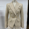 2023 Autumn And Winter European And American  Double Breasted Jacquard Fabric Slim Women's Suit Coat