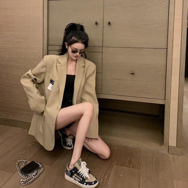 2023 Autumn Loose Blazer Women's Single Breasted Pocket Office Blazer Long Sleeve Casual Korean Korean Jacket Blazer