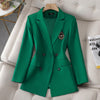2023 Autumn Formal Ladies Green  Blazer Women Business Suits with Sets Work Wear Office Uniform Large Size Skirt Jacket