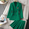 2023 Autumn Formal Ladies Green  Blazer Women Business Suits with Sets Work Wear Office Uniform Large Size Skirt Jacket