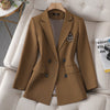 2023 Autumn Formal Ladies Khaki  Blazer Women Business Suits with Sets Work Wear Office Uniform Large Size Skirt Jacket