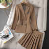 2023 Autumn Formal Ladies Khaki  Blazer Women Business Suits with Sets Work Wear Office Uniform Large Size Skirt Jacket