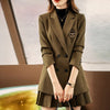 2023 Autumn Formal Ladies Khaki  Blazer Women Business Suits with Sets Work Wear Office Uniform Large Size Skirt Jacket