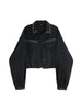2023 Autumn Harajuku Gothic Womens Black Denim Jacket Full Sleeve Loose Button Rivet Short Lapel Casual Long Sleeve Denim Coats