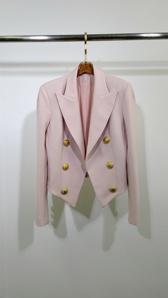 2023 Autumn  Women Pink Double Breasted Blazer jJacket Ladies Chic  Coat Ddxgz2v 8.16