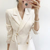 2023 Autumn Blazer Suit Jacket Female Solid Color Korean Temperament Double-breasted Slim Suit Jacket Female JD2063