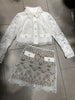 2023 Autumn Doll Collar Water Soluble Flower Lace Embroidery Short Coat+ High Waist A-line Skirts Set
