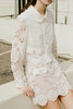 2023 Autumn Doll Collar Water Soluble Flower Lace Embroidery Short Coat+ High Waist A-line Skirts Set