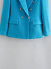 2023 Autumn Style, Women's Suits, Temperament Lapel Solid Color Textured Double-breasted Casual Blazer Women