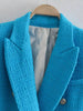 2023 Autumn Style, Women's Suits, Temperament Lapel Solid Color Textured Double-breasted Casual Blazer Women