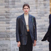 2023 Autumn Star The Same Women Temperament PU Leather Long-Sleeved Notched Single-Breasted Slit High Street Suit Jacket
