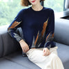 2023 Autumn Winter Casual Knitted Sweater Vintage Women Pullover Sweaters Loose Jumper O Neck Long Sleeve Printed Women Knitwear