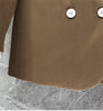 2023 Autumn Winter Blazer Coats  Women Notched Collar Color Block Patchwork Long Sleeve Casual Khaki Blazers