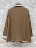 2023 Autumn Winter Blazer Coats  Women Notched Collar Color Block Patchwork Long Sleeve Casual Khaki Blazers