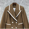 2023 Autumn Winter Blazer Coats  Women Notched Collar Color Block Patchwork Long Sleeve Casual Khaki Blazers