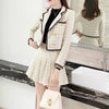 2023 Autumn Winter Suit Jacket Short Skirt Set Women's Korean Elegant Casual Blazers Coat Pleated Mini Skirts Two Piece