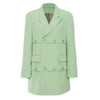 2023 Autumn Winter Green  Blazer Women Lapel Long Sleeve Solid Color Temperament Loose Jacket Trend