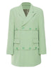 2023 Autumn Winter Green  Blazer Women Lapel Long Sleeve Solid Color Temperament Loose Jacket Trend