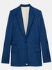 2023 Autumn Winter Rhinestones Buttons Blue Notched Single Button Long Sleeve Female Blazer Suit Coat