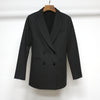 2023 Autumn Winter Suit Collar Long-sleeved Solid Color Double-breasted Fake Pocket Women Casual Slim Fit Blazer