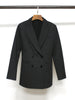 2023 Autumn Winter Suit Collar Long-sleeved Solid Color Double-breasted Fake Pocket Women Casual Slim Fit Blazer