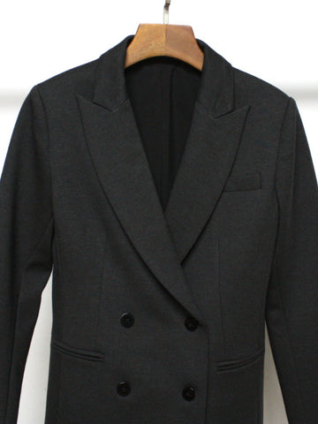 2023 Autumn Winter Suit Collar Long-sleeved Solid Color Double-breasted Fake Pocket Women Casual Slim Fit Blazer