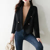 2023 Autumn Winter Women's Clothing Korean Lady Graceful Wool and Blends Suit Jacket Solid Double Button Outerwear