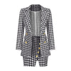 2023 Autumn Winter Women's Clothing Set Kpop Office Lady Casual Blazers Split Mini Skirts Outfits Plaid Jacket