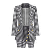 2023 Autumn Winter Women's Clothing Set Kpop Office Lady Casual Blazers Split Mini Skirts Outfits Plaid Jacket