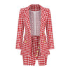 2023 Autumn Winter Women's Clothing Set Kpop Office Lady Casual Blazers Split Mini Skirts Outfits Plaid Jacket