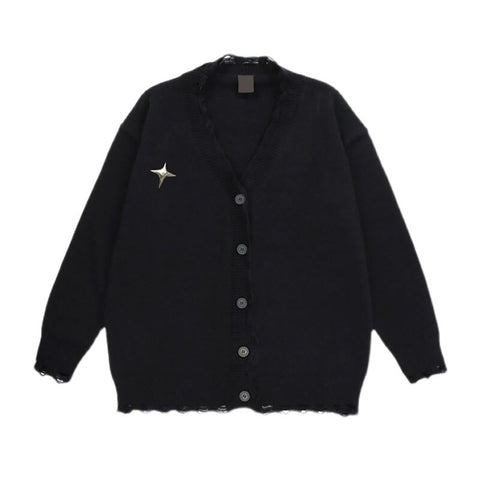 2023 Autumn Winter Vintage Loose Cardigan Women V-neck All-match Knitted Sweater Soft Simple Female Chic Warm Outerwear
