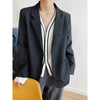 2023 Autumn Winter Women Beige Blazer Dual Pocket Long Sleeve Elegant Korean Style Slim Jacket Coat