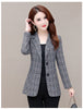 2023 Autumn Winter Women Blazers Lattice Slim Casual Suit Coat Turn-down Collar Single Breasted Blazers Female Tops