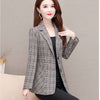 2023 Autumn Winter Women Blazers Lattice Slim Casual Suit Coat Turn-down Collar Single Breasted Blazers Female Tops