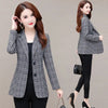 2023 Autumn Winter Women Blazers Lattice Slim Casual Suit Coat Turn-down Collar Single Breasted Blazers Female Tops